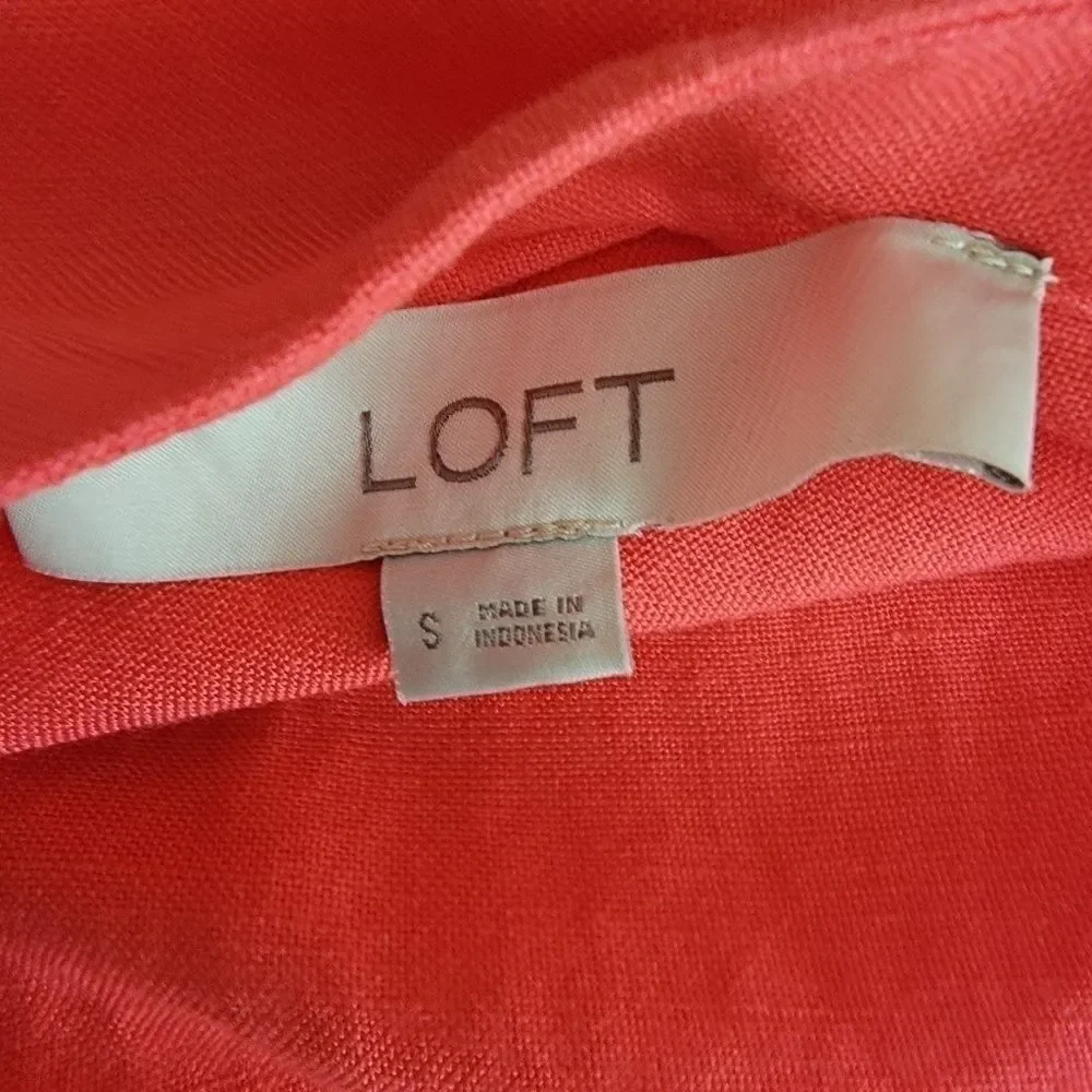 Loft sleevless linen blend mini flounce dress size small
